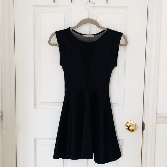 Black Skater Dress With Mesh